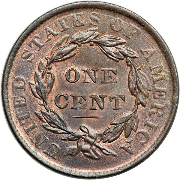 1837 Coronet Head Cent.PCGS graded MS-63 Brown. Removed from an