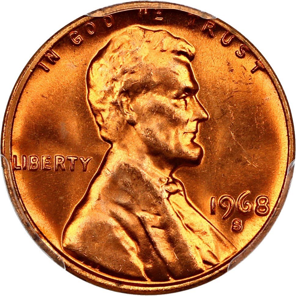 1968-S 1c PCGS MS65 RD, MS65RD - PCGS Auction Prices