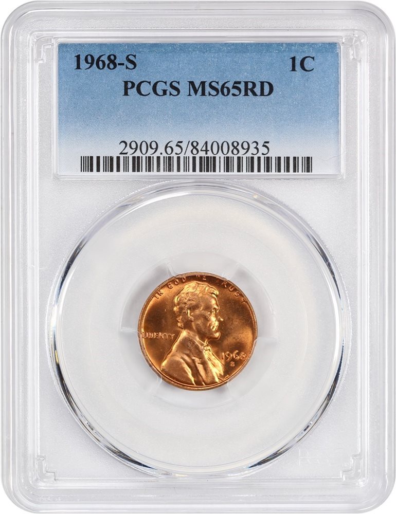 1968-S 1c PCGS MS65 RD, MS65RD - PCGS Auction Prices