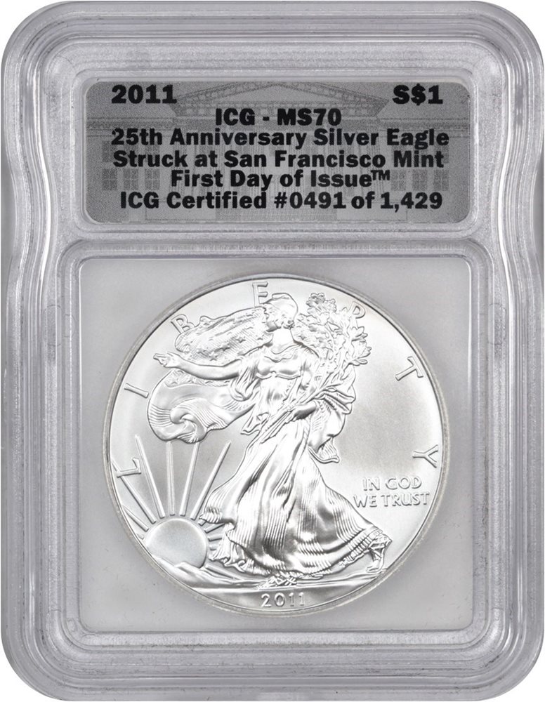 2011 Silver Eagle $1 ICG MS70 (First Strike), MS70 - PCGS Auction