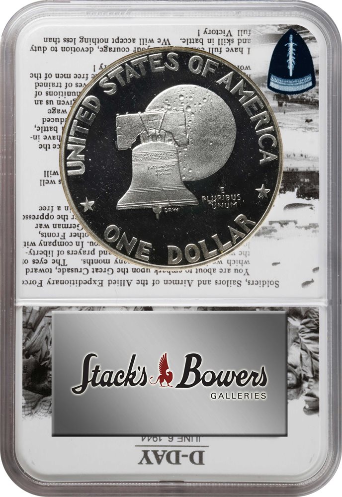 1976-S Eisenhower Dollar. Silver Clad. I Like Ike Holder. Proof-69