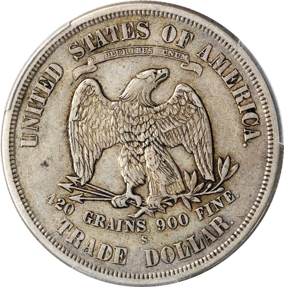 1876-S Trade Dollar. Type I/I. VF-35 (PCGS)., VF35 - PCGS Auction