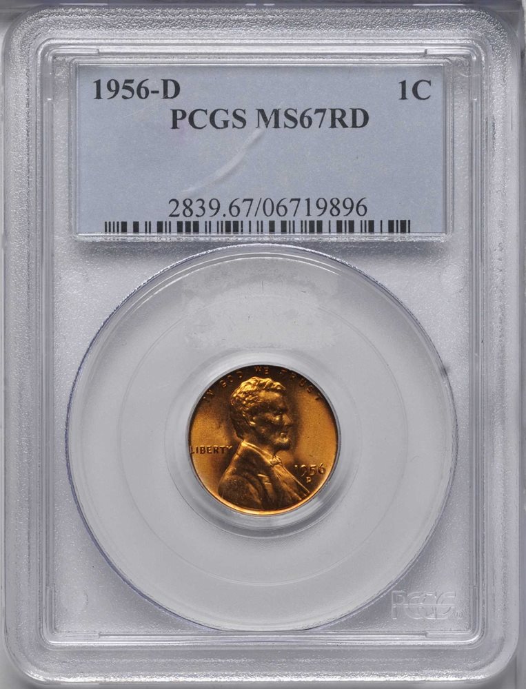1956-D Lincoln Cent. MS-67 RD (PCGS)., MS67RD - PCGS Auction