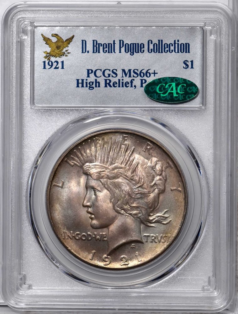 【3点】PCGSイギリスMS66 50P MS67RD 2P MS66RD 1P 1921 Peace Silver Dollar. High Relief. MS-66+ (PCGS). CAC., MS66+