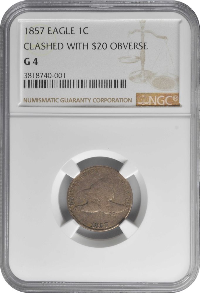 1857 Flying Eagle Cent. Snow-7, FS-403. Obverse Die Clash