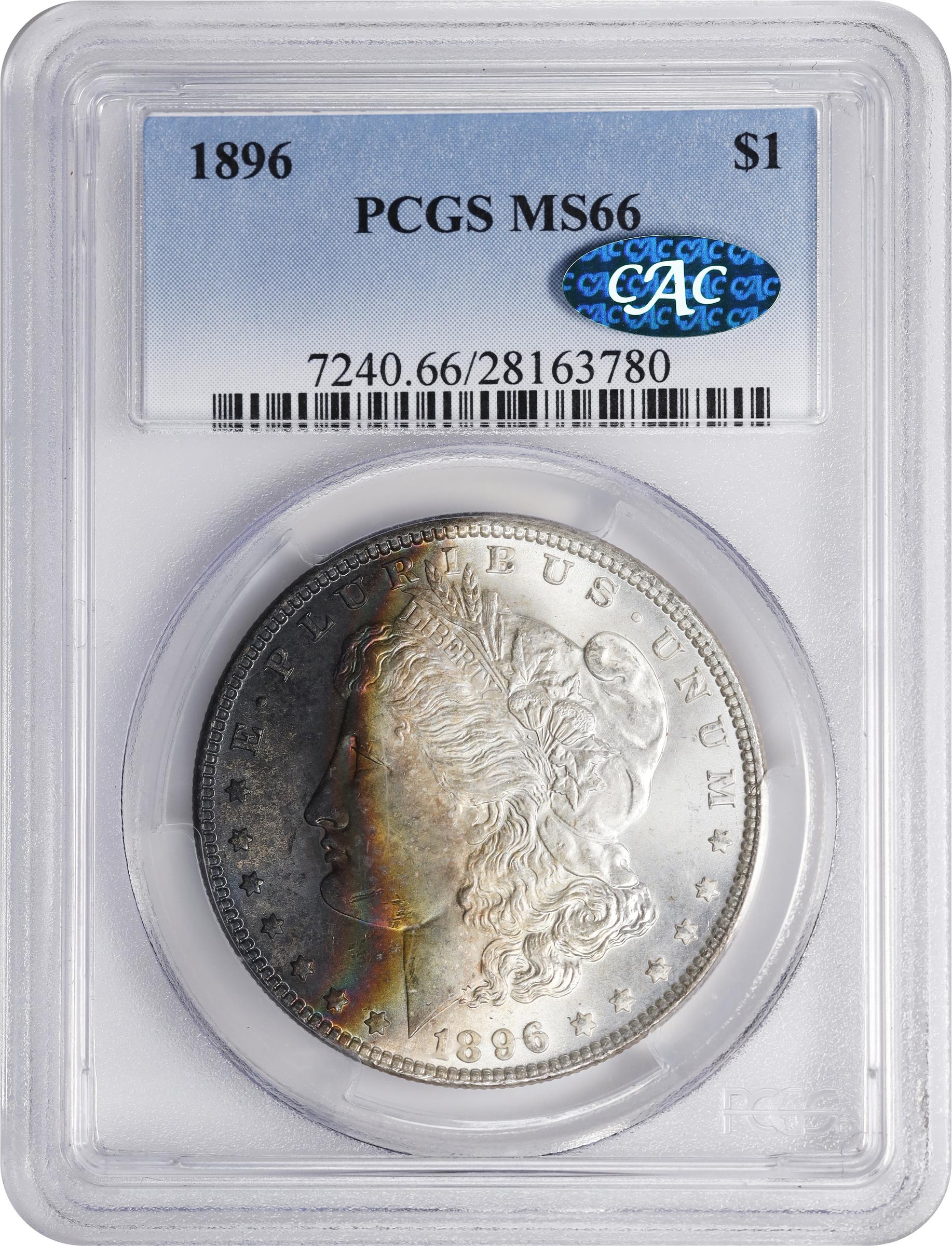 1896 Morgan Silver Dollar. MS-66 (PCGS). CAC., MS66 - PCGS Auction