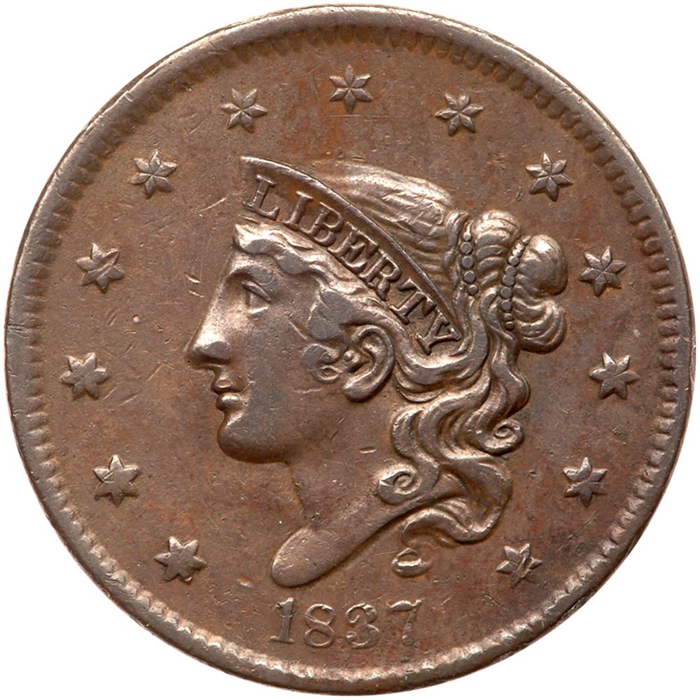 1837 N-12 R3 Head of 1838 PCGS graded XF40., MS0BN - PCGS Auction