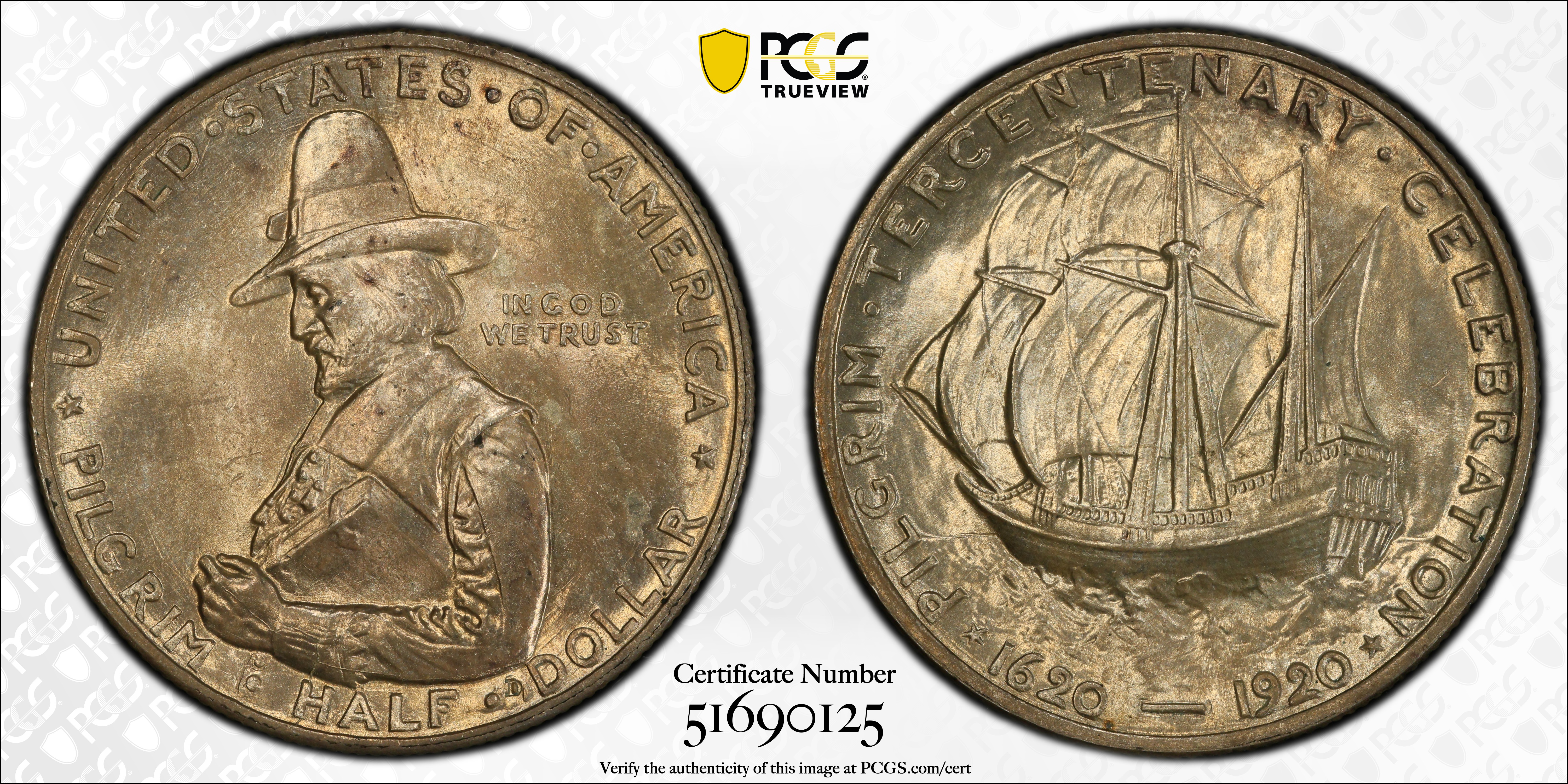 1920 Pilgrim Tercentenary. MS-64 (PCGS)., MS64 - PCGS Auction Prices