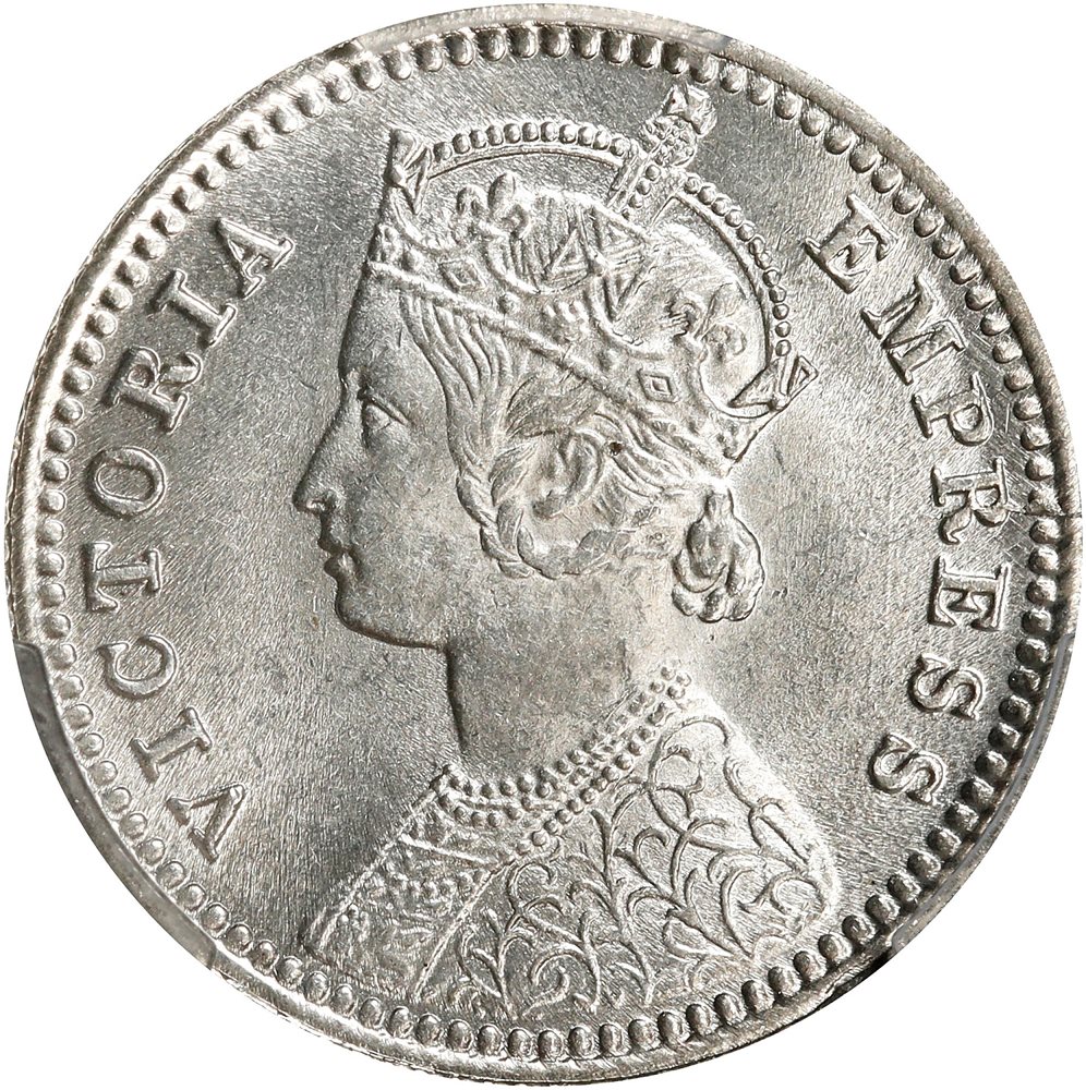INDIA. 1/4 Rupee, 1901-C. Calcutta Mint. Victoria. PCGS MS-64
