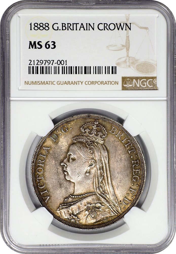 GREAT BRITAIN. Crown, 1888. Victoria. NGC MS-63., MS63 - PCGS