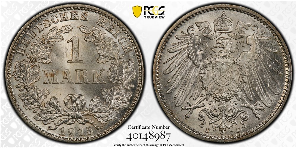 GERMANY. Empire. Mark, 1915-D. Munich Mint. Wilhelm II. PCGS