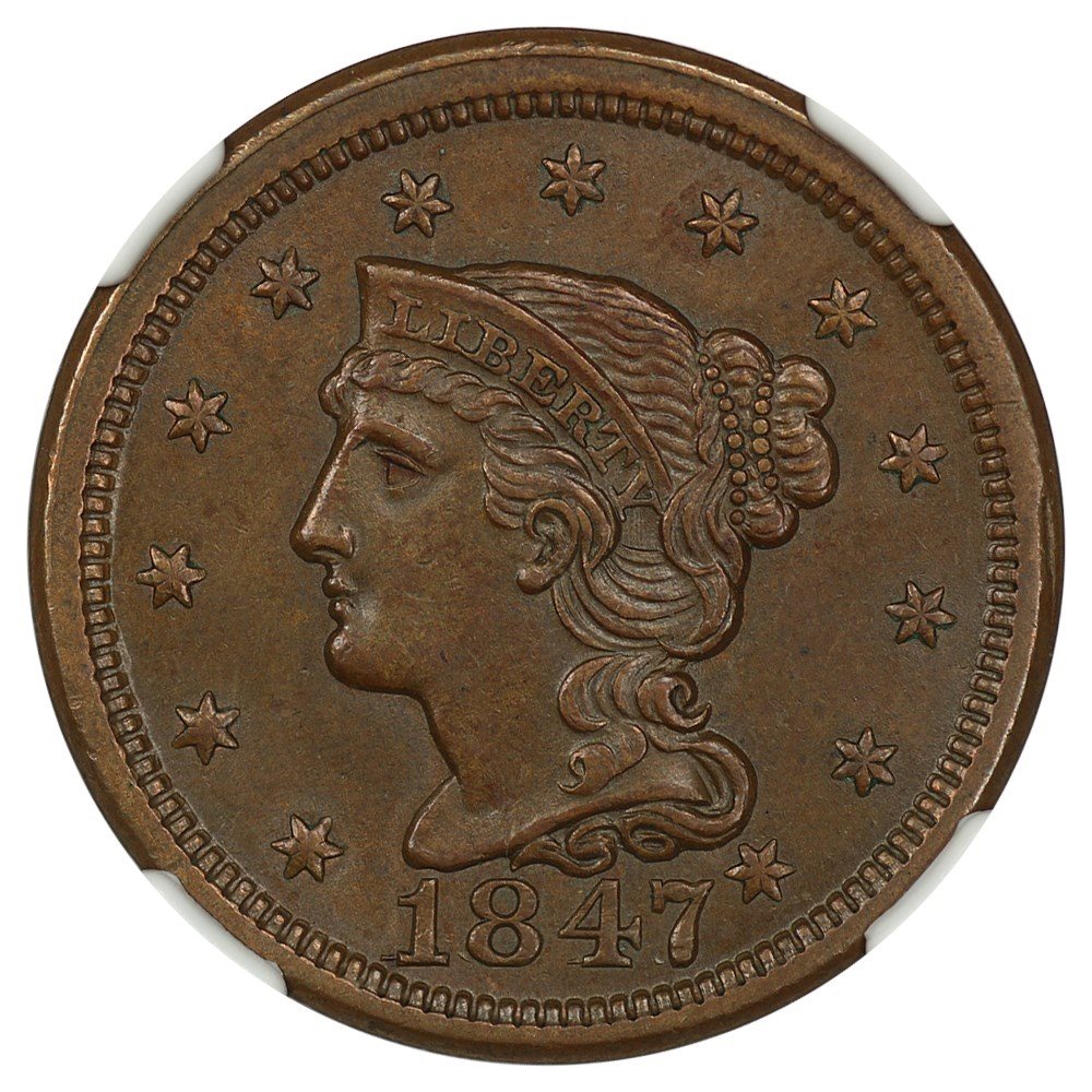 1847 1c NGC/CAC MS61 BN, MS61BN - PCGS Auction Prices