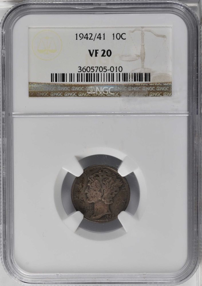 1942/1 Mercury Dime. VF-20 (NGC)., VF20 - PCGS Auction Prices