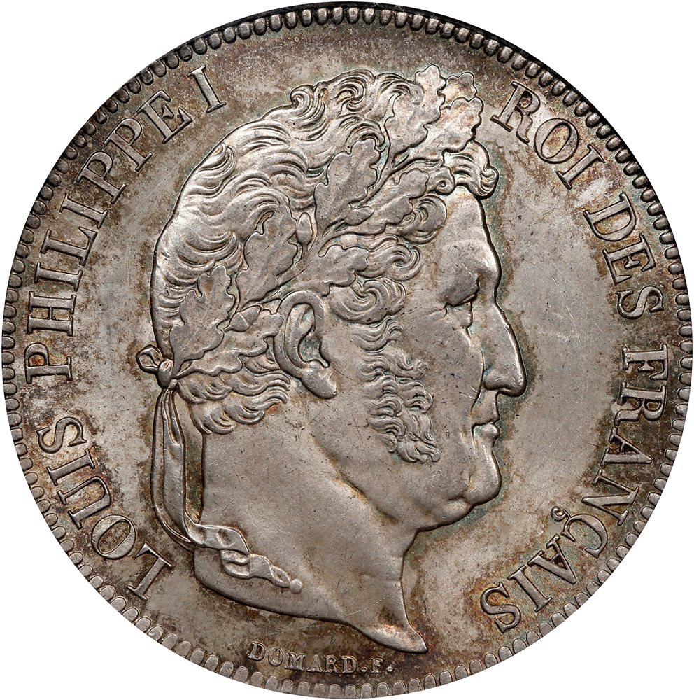 1834年フランス ルイ・フィリップ1世 5フラン大型銀貨 PCGS認証 FRANCE. 5 Francs, 1840-B. Rouen Mint. Louis Philippe I. PCGS MS-64