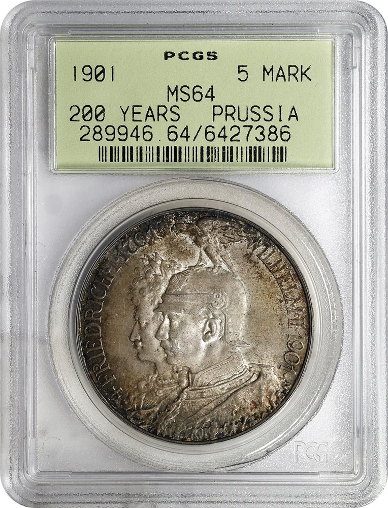 GERMANY. Prussia. 5 Mark, 1901. Berlin Mint. Wilhelm II. PCGS MS