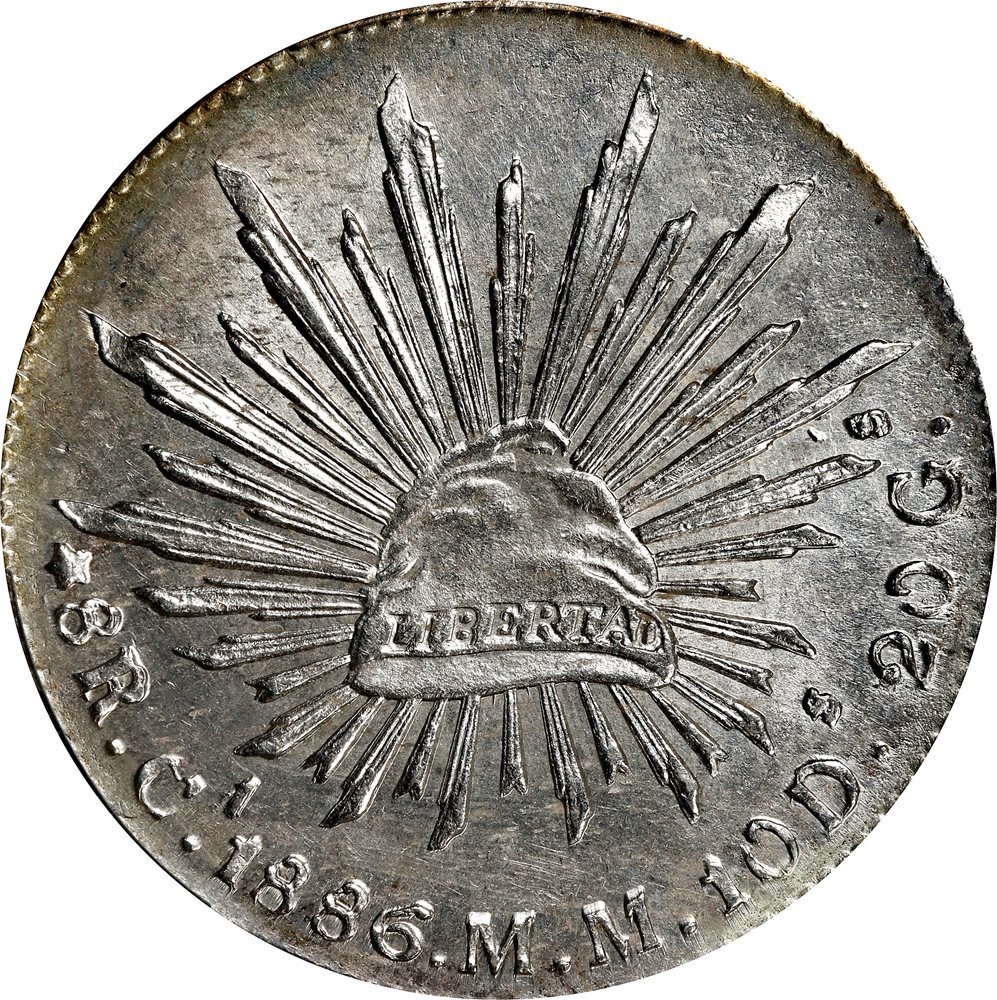 MEXICO. 8 Reales, 1886-Ca MM. Chihuahua Mint. PCGS MS-63., MS63
