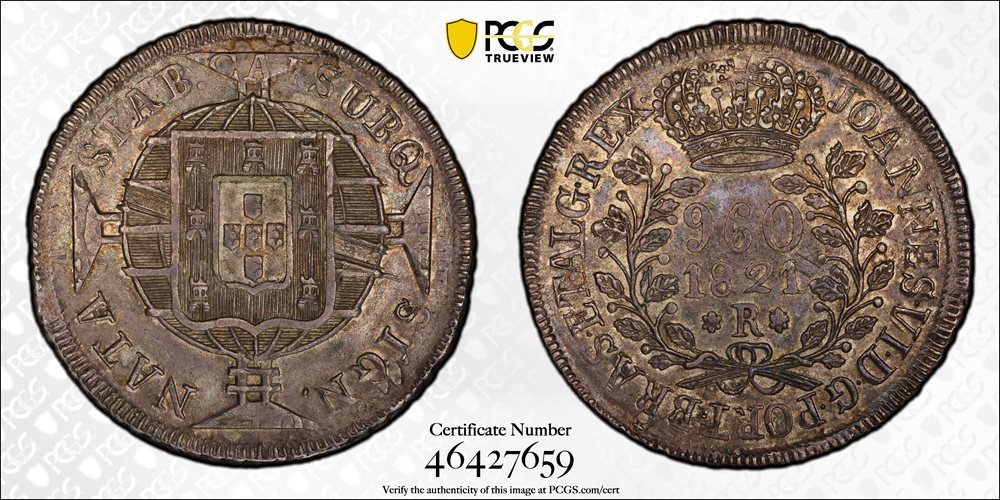 BRAZIL. 960 Reis, 1821-R. Rio de Janeiro Mint. Joao VI (1818-1822