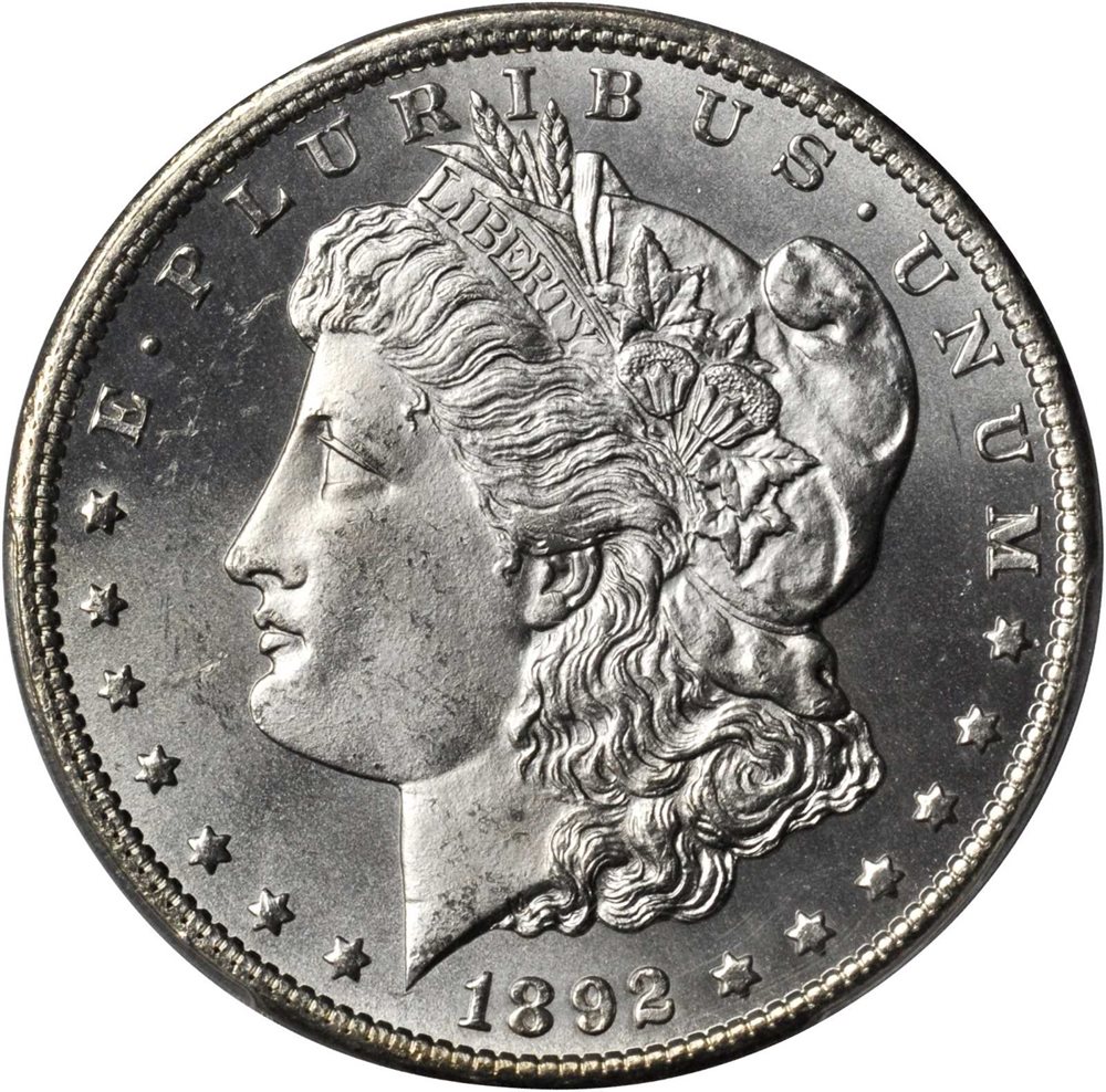1892-CC Morgan Silver Dollar. MS-65 (PCGS). Gold Shield Holder
