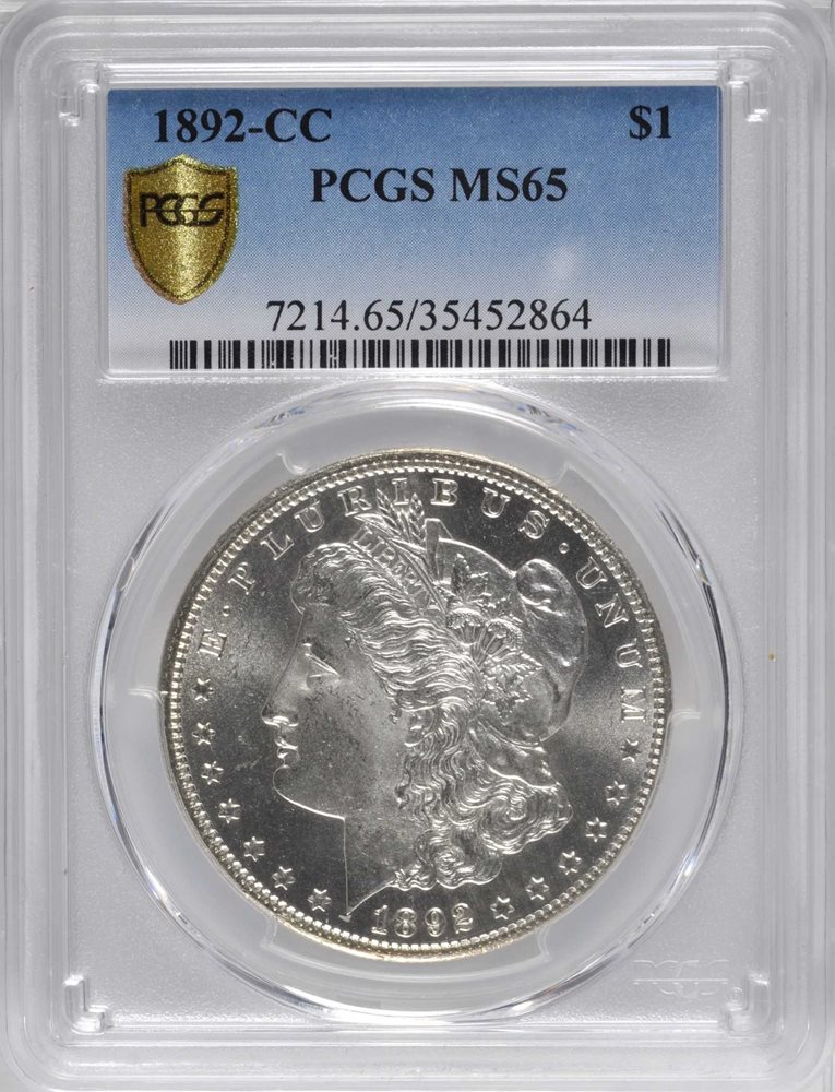 1892-CC Morgan Silver Dollar. MS-65 (PCGS). Gold Shield Holder