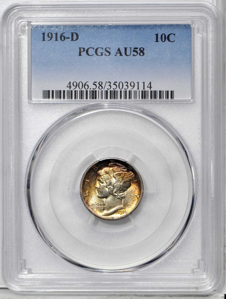 1916-D Mercury Dime. AU-58 (PCGS)., AU58 - PCGS Auction Prices