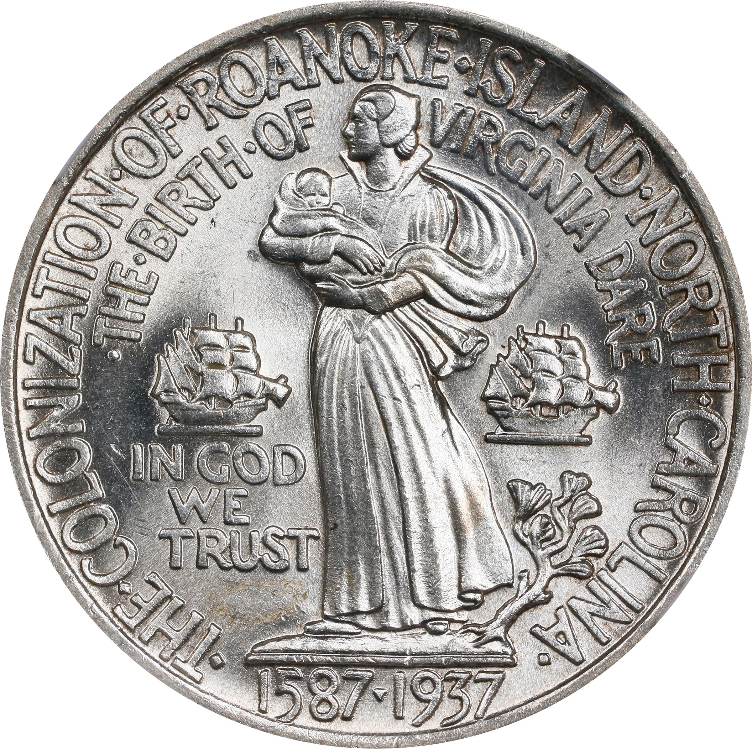 1937 Roanoke, North Carolina 350th Anniversary. MS-64 (NGC)., MS64