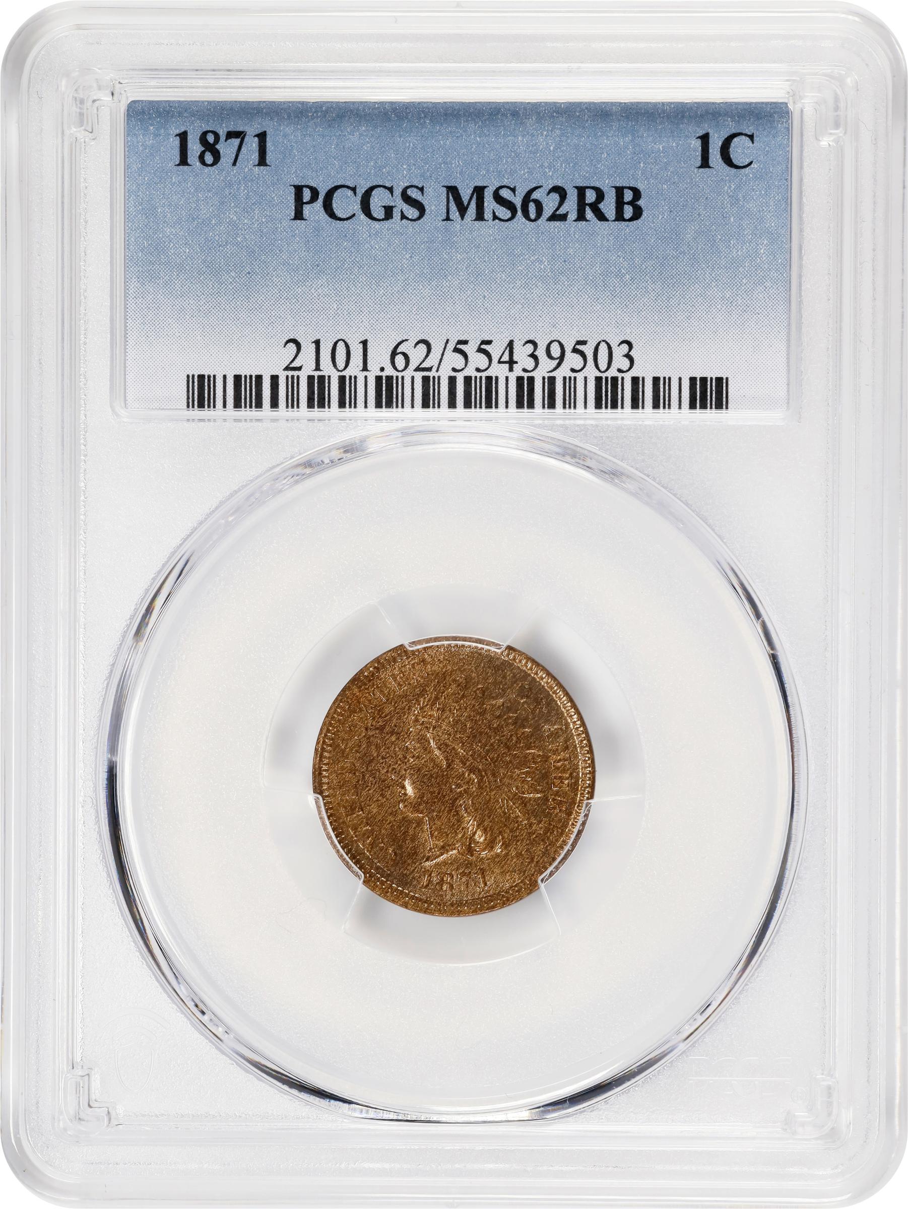 1871 Indian Cent. MS-62 RB (PCGS)., MS62RB - PCGS Auction Prices
