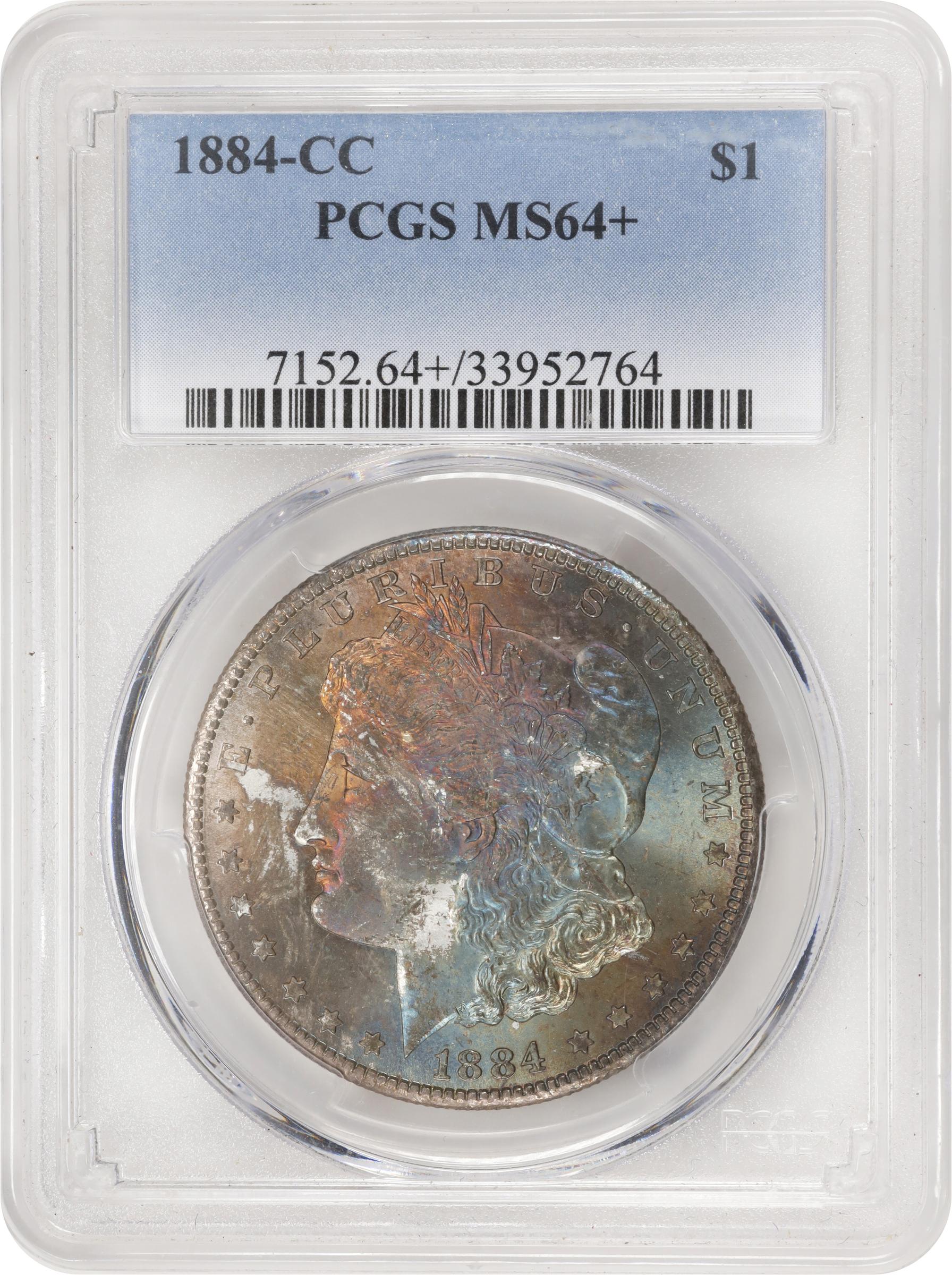 1884-CC Morgan Silver Dollar. MS-64+ (PCGS)., MS64+ - PCGS Auction