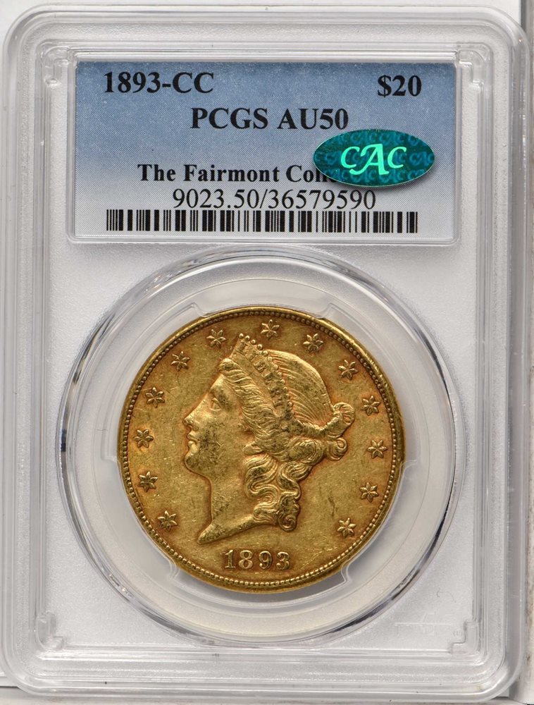 1893-CC Liberty Head Double Eagle. AU-50 (PCGS). CAC., AU50 - PCGS