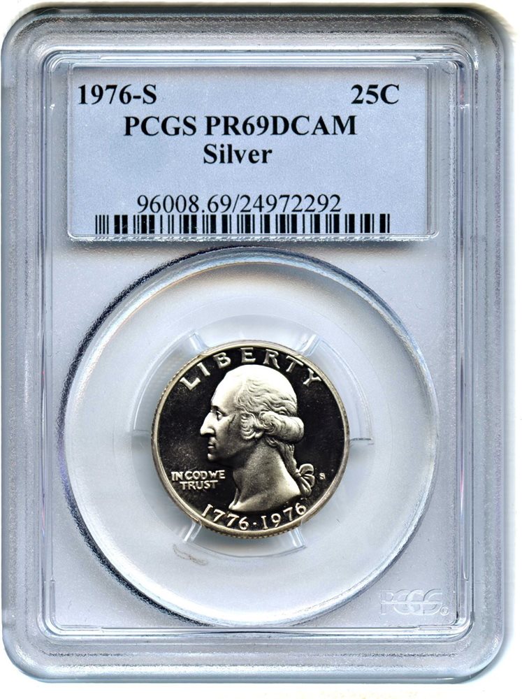 1976-S 25c PCGS Proof 69 DCAM (Silver), PR69DCAM - PCGS