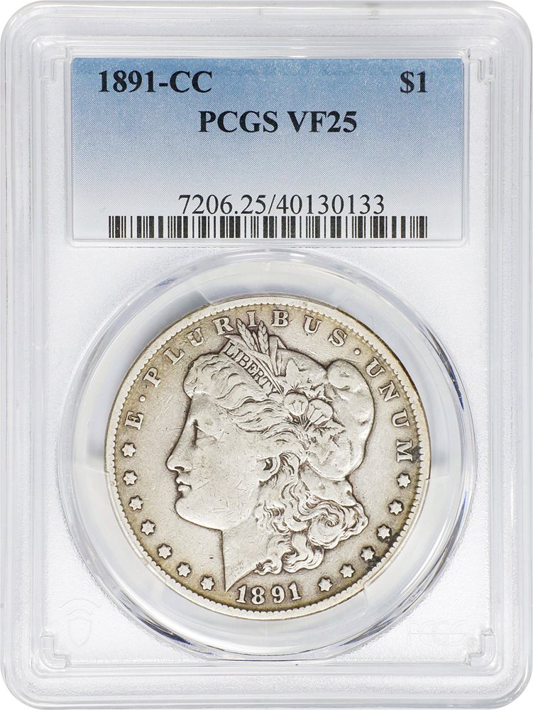1891-CC Morgan Silver Dollar. VF-25 (PCGS)., VF25 - PCGS Auction