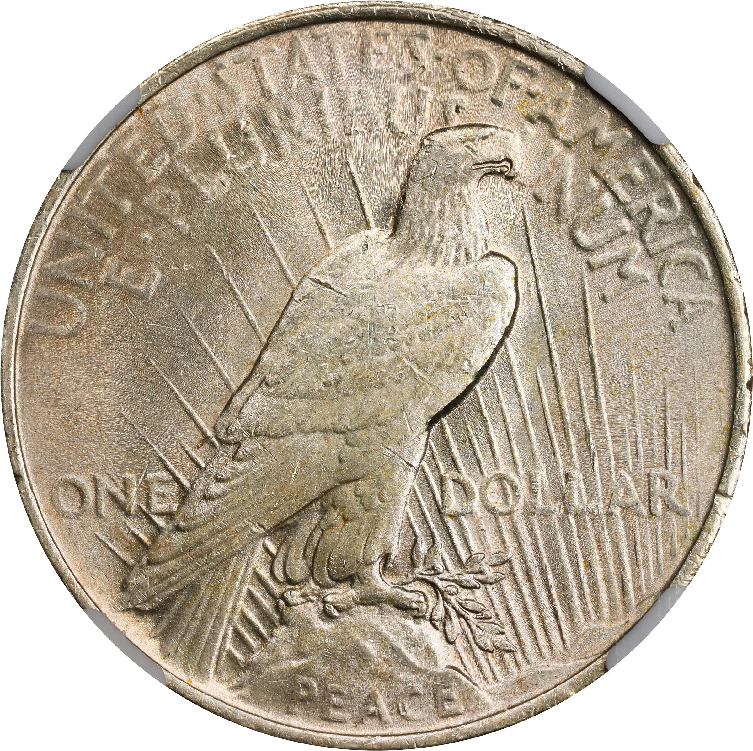 1923 Peace Silver Dollar. VAM-1A2. Top 50 Variety. Whisker Jaw and
