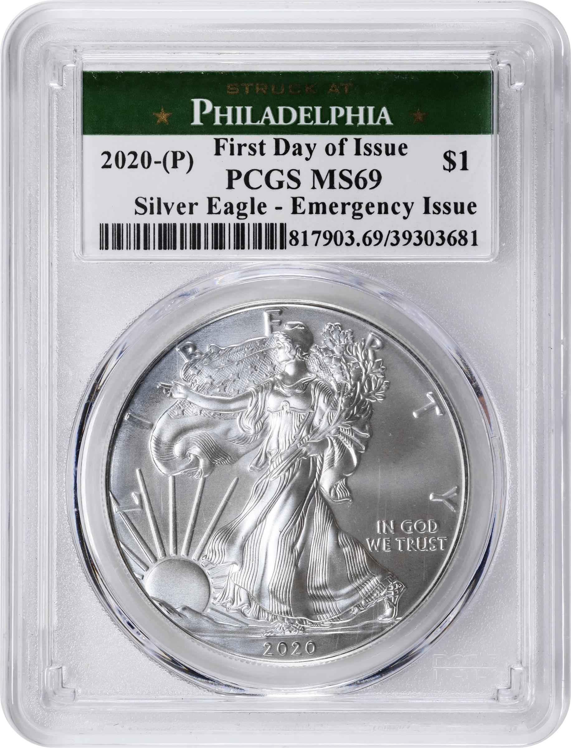 2020-(P) Silver Eagle. Emergency Production. First Day of Issue
