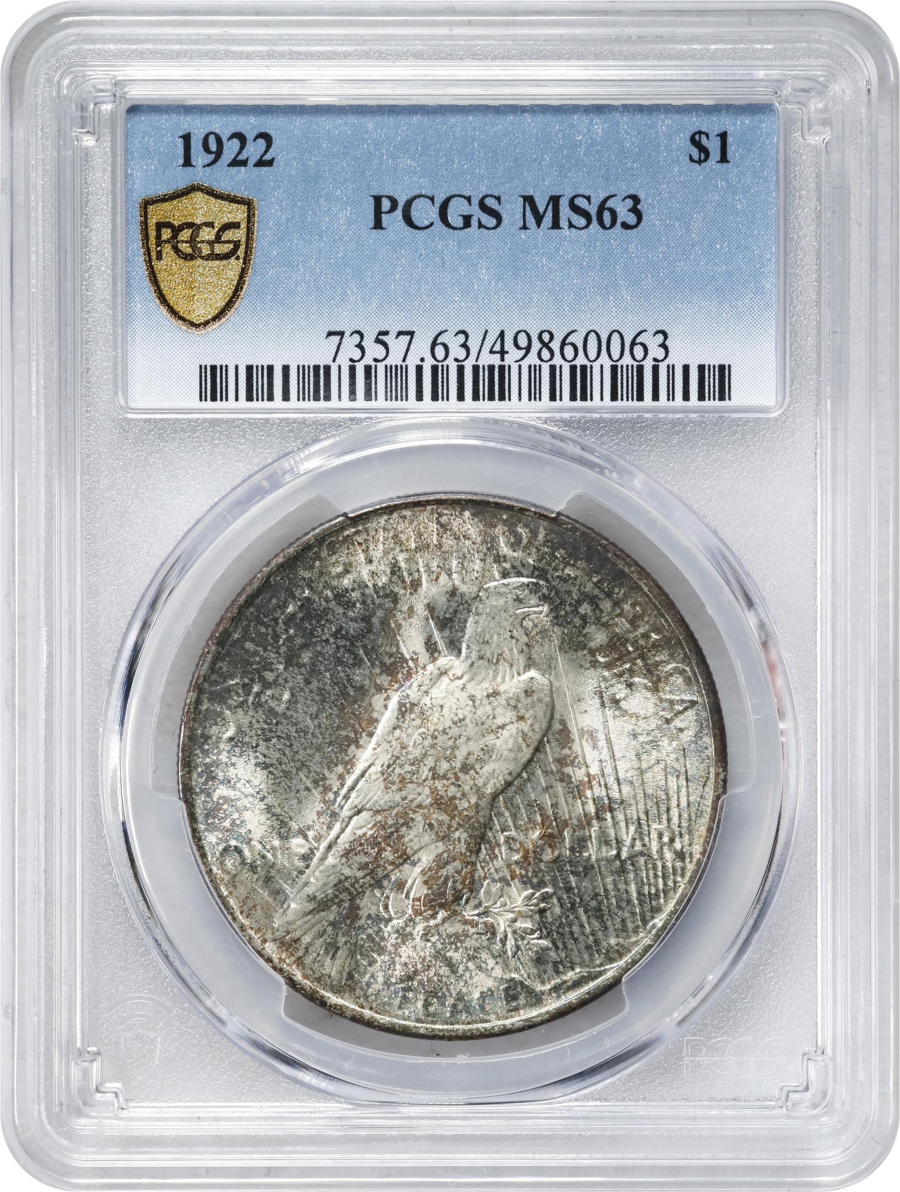 1922 Peace Silver Dollar. MS-63 (PCGS)., MS63 - PCGS Auction Prices