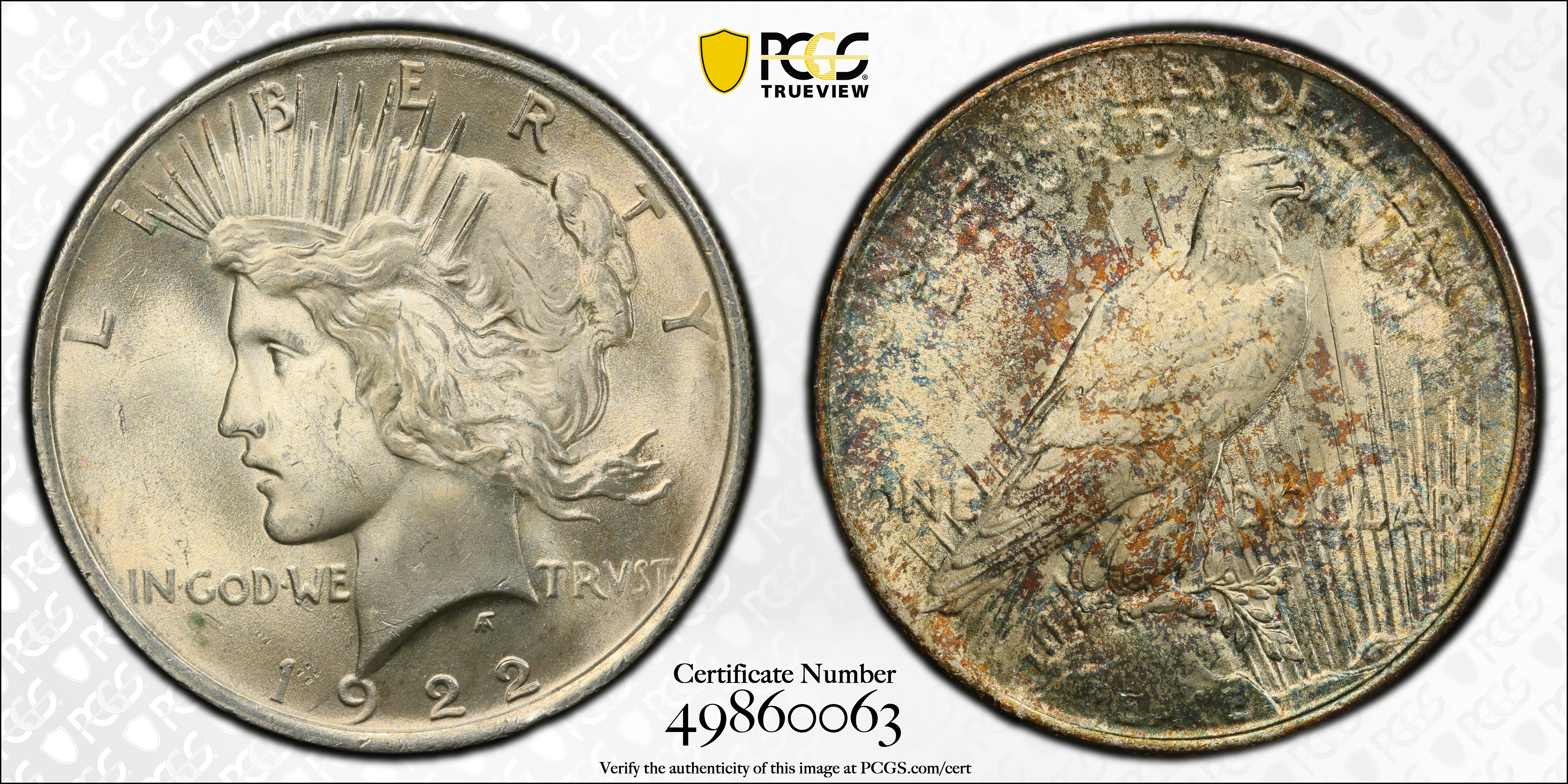 1922 Peace Silver Dollar. MS-63 (PCGS)., MS63 - PCGS Auction Prices