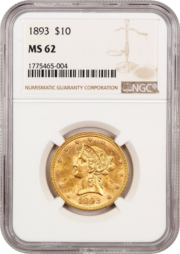 1893 $10 NGC MS62, MS62 - PCGS Auction Prices